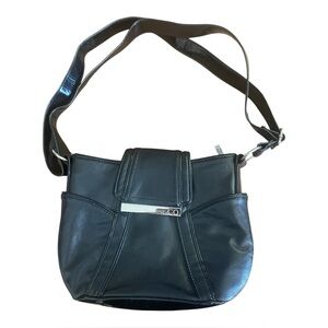 NINE & Co Black Faux Leather Women’s Handbag (90s) Side Pockets